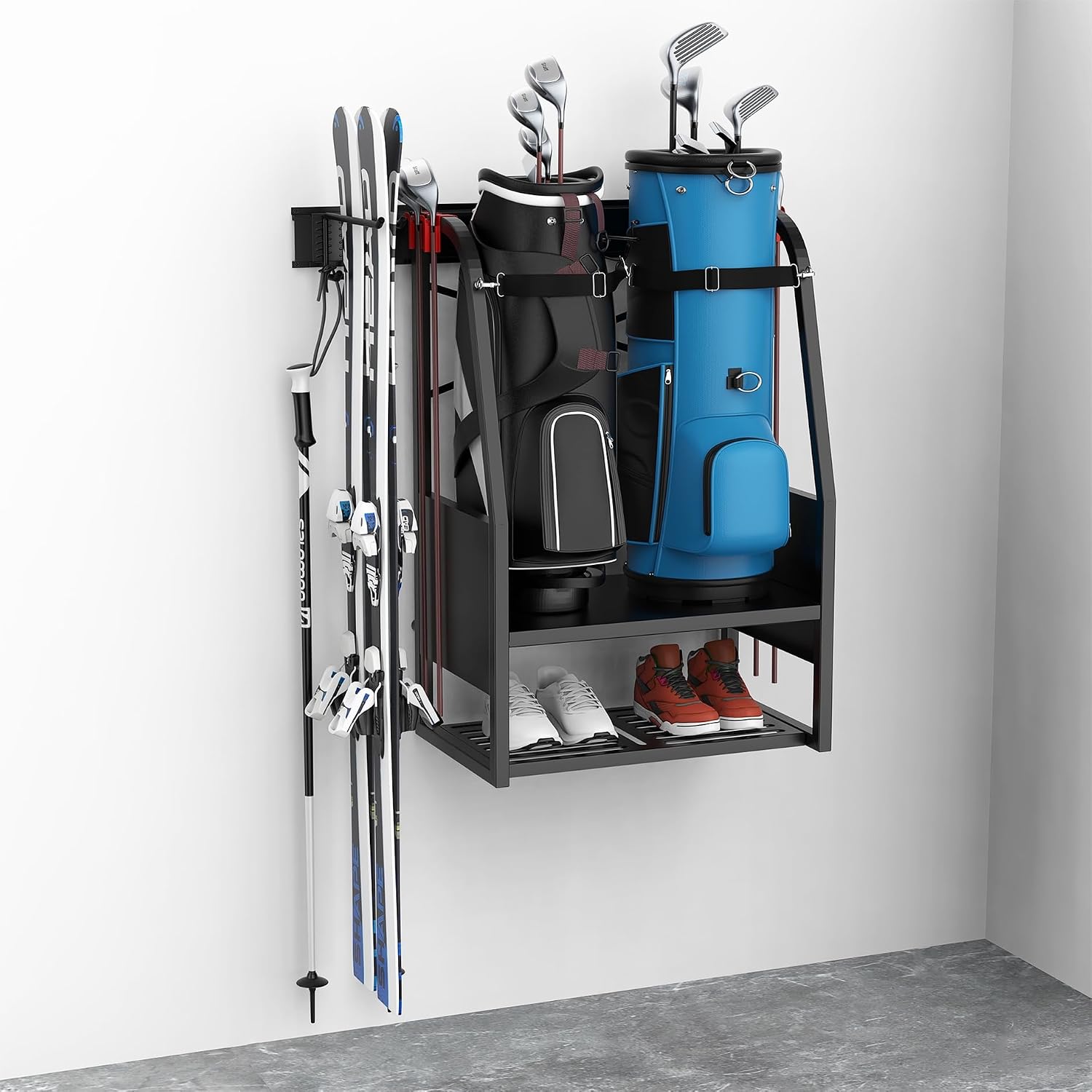 Golf Equipment Organizer For Garage - منظم حقائب الجولف المثبت على الحائط،