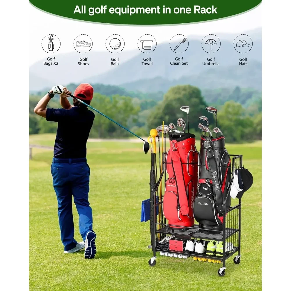 Golf Equipment Organizer For Garage - - منظم جراج تخزين الحقائب -