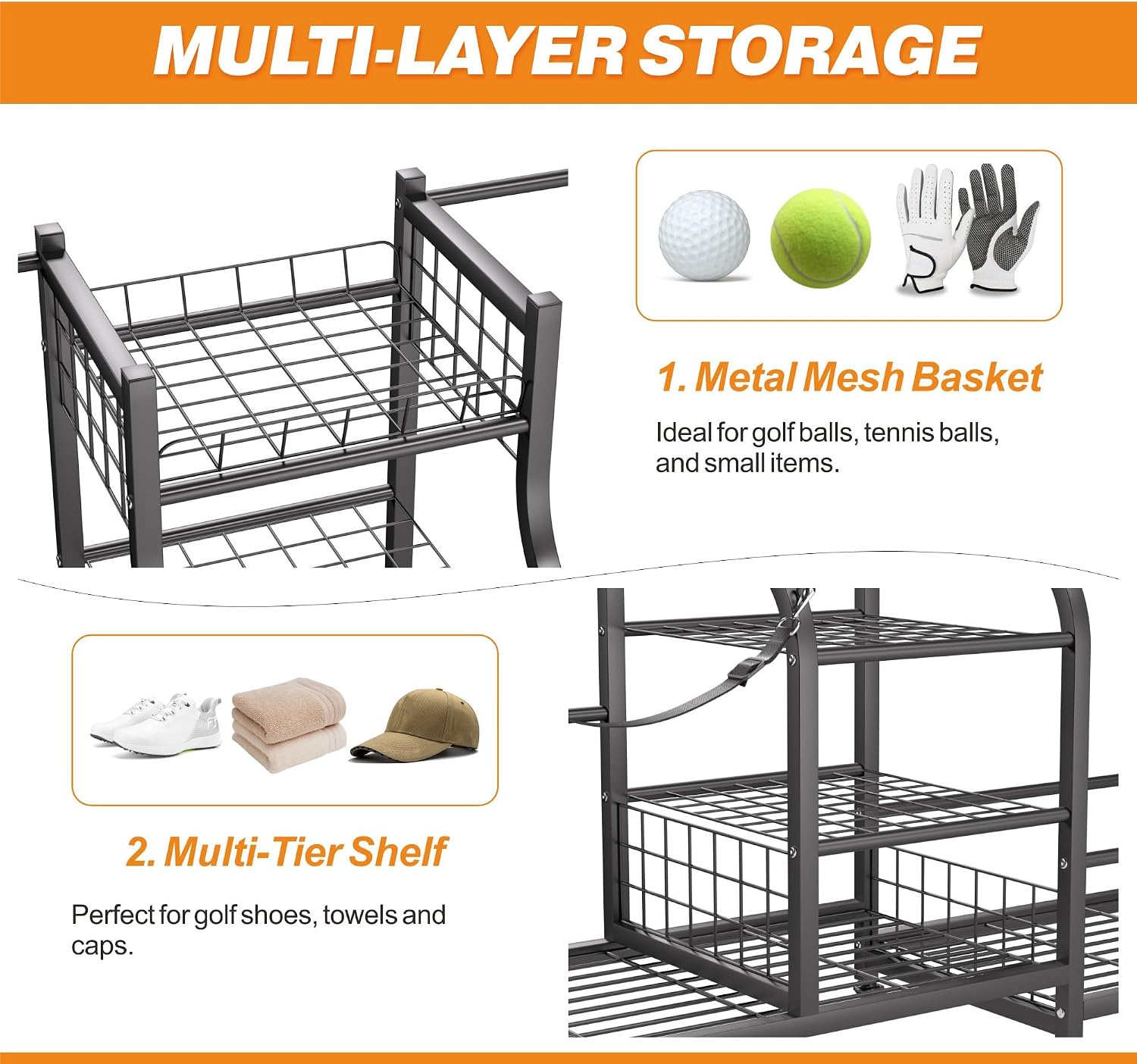 حامل حقيبة الجولف للتخزين، منظ - مراجعة Golf Equipment Organizer For Garage وسعره