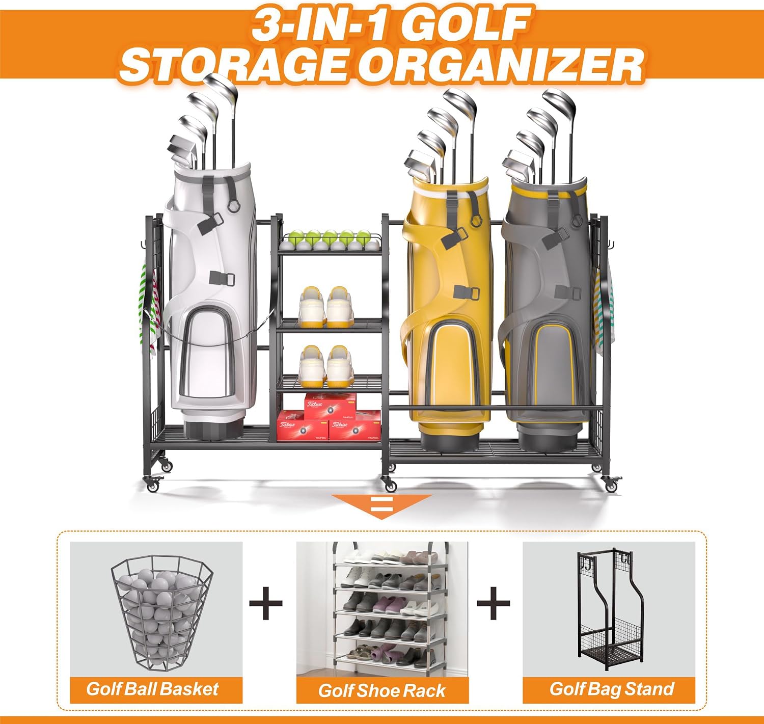 حامل حقيبة الجولف للتخزين، منظ - مراجعة Golf Equipment Organizer For Garage وسعره