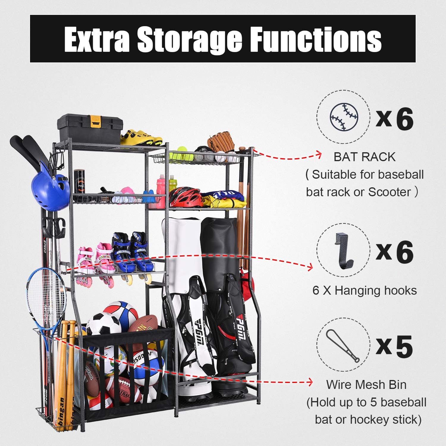 حامل تخزين معدات رياضية للجراج - مراجعة Golf Equipment Organizer For Garage وسعره