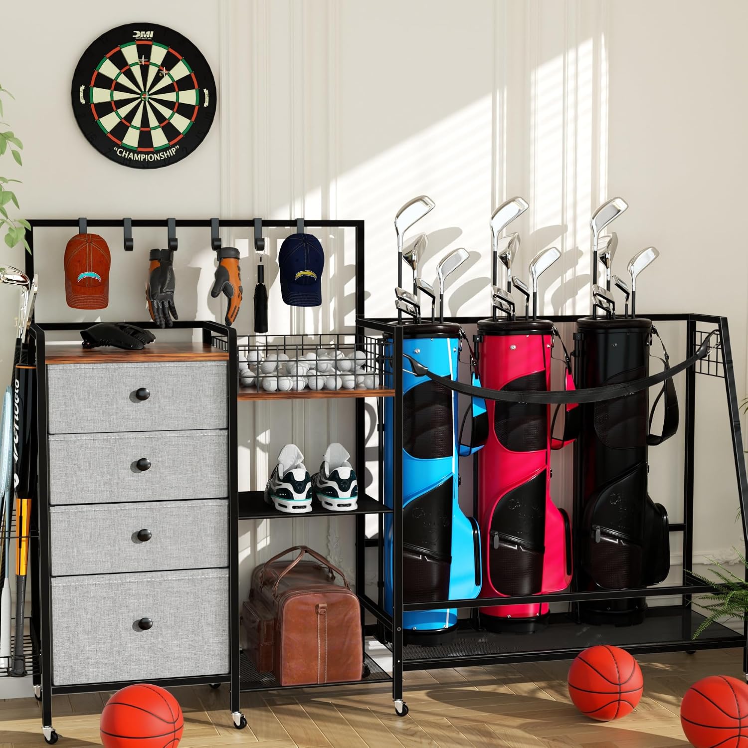 رف تخزين كبير الحجم لحقائب الج - مراجعة Golf Equipment Organizer For Garage وسعره