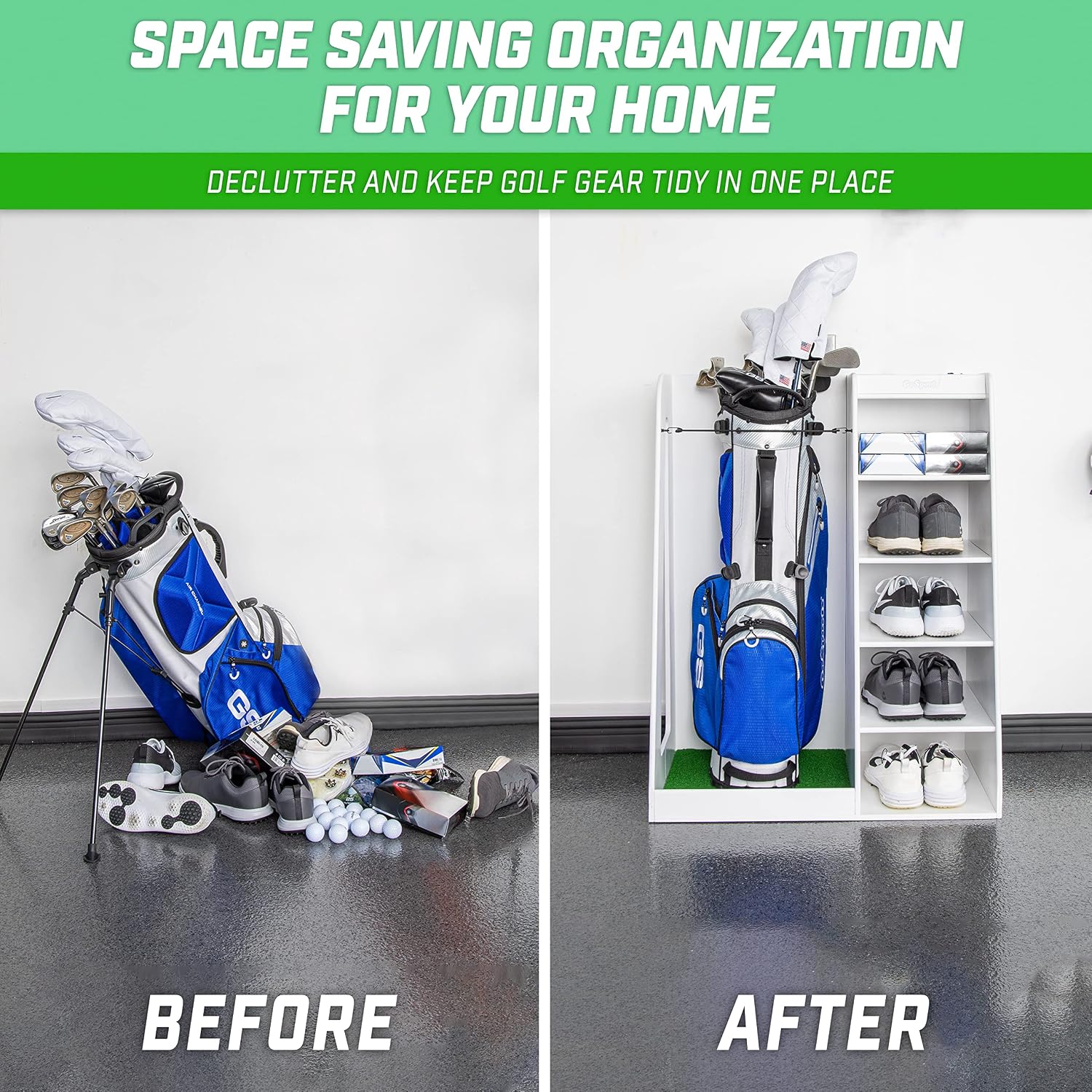 رف تخزين خشبي فاخر لحقائب الجو - مراجعة Golf Equipment Organizer For Garage وسعره