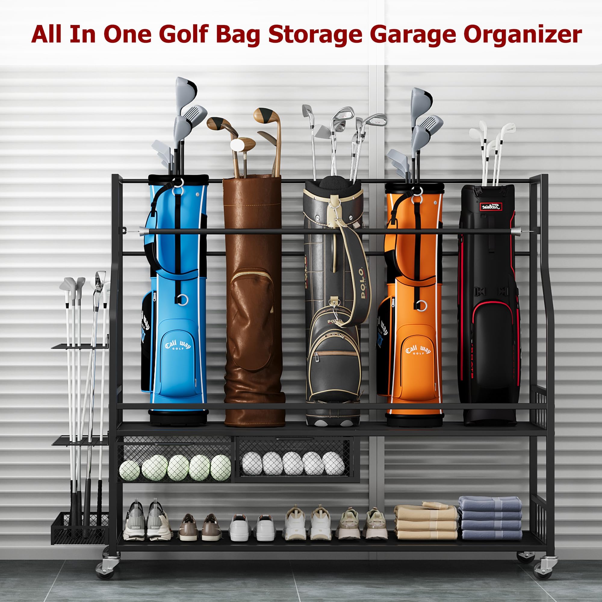 منظم تخزين حقائب الجولف للمرآب - مراجعة Golf Equipment Organizer For Garage وسعره