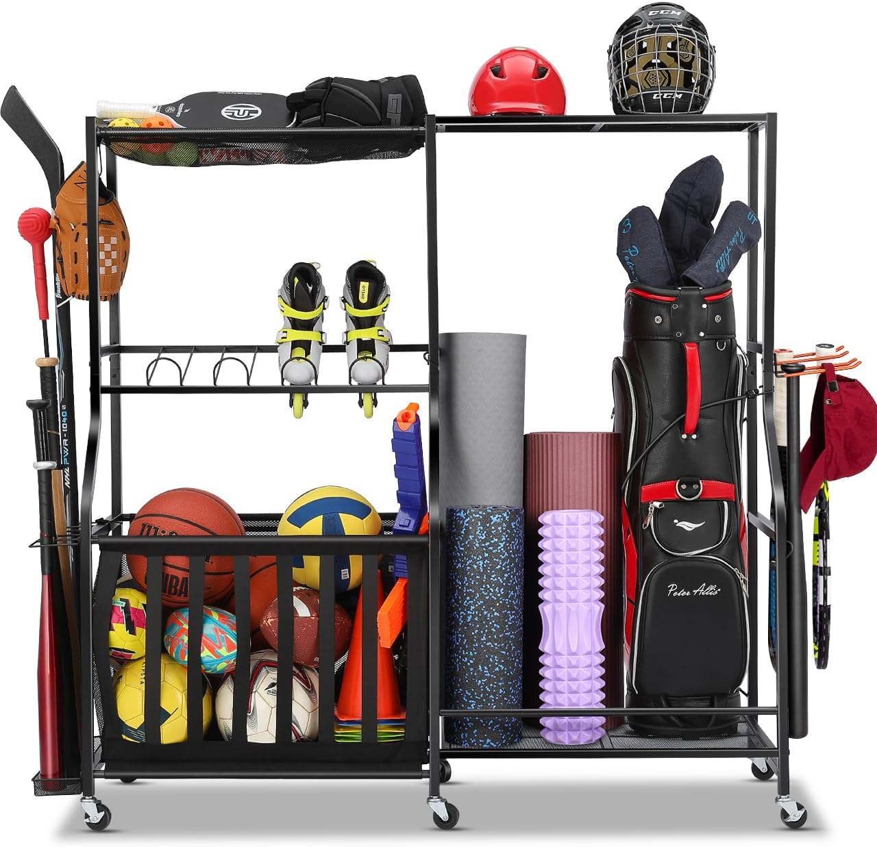منظم معدات رياضية للجراج بعجلا - مراجعة Golf Equipment Organizer For Garage وسعره