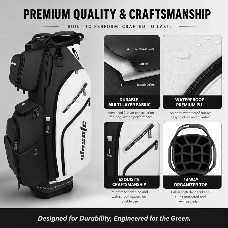 حقيبة جولف ووسوفي بـ 14 جيبًا، - مراجعة Golf Bag Stand Cart وسعره